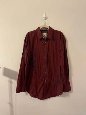Rough Stock by Panhandle Slim Men's Embroidered Pearl Snap Shirt Size L